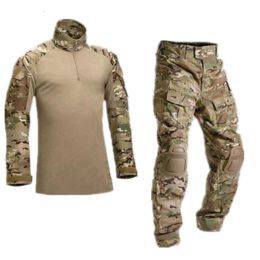 Tactical Camouflage Military Uniform Clothes Suit Men Multicam Airsoft Combat Shirt + Cargo Pants Knee Pads