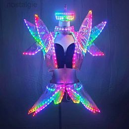 Led Rave Toy Full Colour LED Costumes Colourful light RGB Women Skirt DJ Bar Wears Led Ballroom Dance Bra Programming Sexy Dress 240410