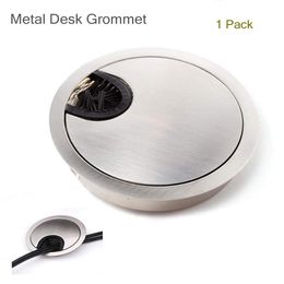 60mm Metal Threading cover Cable Desk Grommet with Brush Opening Desk Surface Port Hole Covers for Wire Organizer 1PCS