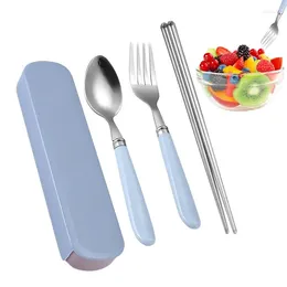 Dinnerware Sets Utensil Set Portable Stainless Steel Cutlery Flatware Fork Spoon With Storage Box Travel Utensils Kitchen Accessories