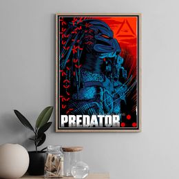 The Predator Poster Retro Hot Classic Horror Movie Pictures Silk Canvas Wall Art Picture for Living Room Art Painting Home Decor