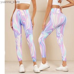 Yoga Outfits Wholesale Seamless Tie Dye Aurora Scrunch Butt Yoga Leggings for Women High Waist Tummy Control Push Up Pants Gym Sport Tights Y240410