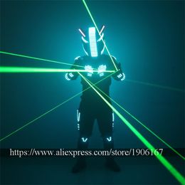 RGB LED Luminous Stage Clothes Illuminated Flashing Led Robot Dance Suit Costumes Led Lighting Up Clothing Helmet Laser Gloves