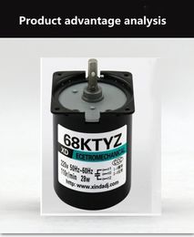 68KTYZ AC Synchronous Motor with Bracket 28W 220v 2.5 rpm-110 rpm center shaft Micro Geared Motor Permanent Magnet Motor