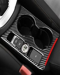 For Q3 2013-2018 Carbon Fibre Car Stickers and Decals Water Cup Holder Frame Cover Trim Strips Sticker Gear Box Decoration4108332