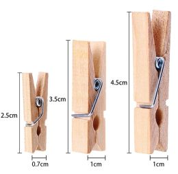 25/35/45 MM Length Natural Mini size Wooden Clips Clothes Photo Clips Paper Clothespin Craft Decor Clips Portable Wood Clamp