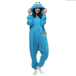 Cookie Monster Adult's Cartoon Kigurumi Polar Fleece Costume for Halloween Carnival New Year Party welcome Drop 227x