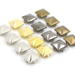 1000Pcs Square Metal Rivets 4Claw Pyramid Shape Punk Rivets Spikes And Studs DIY Leather For Clothing/Jeans/Bags 6/7/8/9/10/12MM