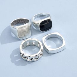 Hip Hop Ring Mens Trendy Punk Style Alloy European and Korean Set Oil Dripping Non Fading Jewellery
