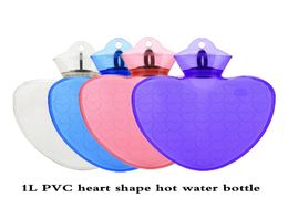 1000ml heart shape pvc rubber water bottle water bag fashion design water bottle bag warm body and warm hands T1911092219361