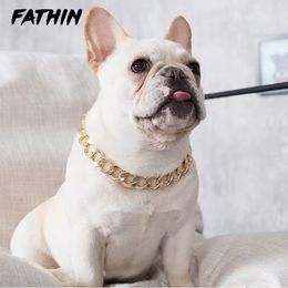 FATHIN Plastic Punk Gold Dog Chain Collar Pet Jewellery Photo Props Dog Accessories 37CM for Small Large Dogs