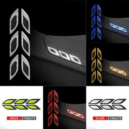 2023 New 6pcs Reflective Strips Carbon Fiber Car Truck Auto Motor Anti-scratch Safety Warning Sticker Wholesale