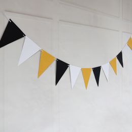 12 Flag Gold Silver Black Banner Garland DIY Glitter Bunting Paper Birthday Banner for Home Event Party Wedding Party Decoration