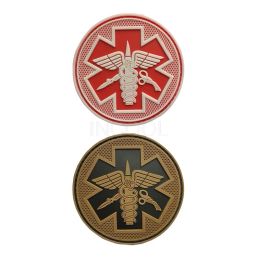 3D Paramedic Mecial PVC Patch 3.15" Round Patch Tactical Emblem Badges Medic Rescue Rubber Patches For Clothing Backpack