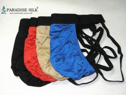 4 Pair 100% Pure Silk Men Jock Straps G String Thong Briefs Size US S/M and L/XL