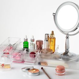 Clear Drawer Organiser Transparent Drawer Divider Storage Box Bins Case for Utensil Cosmetic Groceries Kitchen Tableware