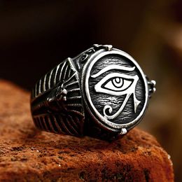 New Design Vintage 14K Gold Eye of Horus Ring For Men Punk Ancient Egypt Pharaoh Text Symbol Rings Amulet Jewellery Gifts