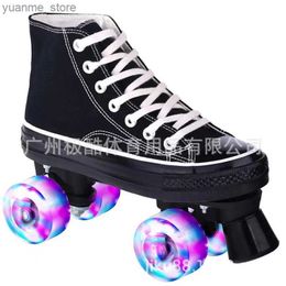 الزلاجات الدوارة الداخلية Canvas Quad Roller Skates أحذية Patines مع 4 عجلات Double Row 2 خط المبتدئين البالغين هدية Y240410