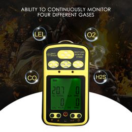 SMART SENSOR ST8990 Gas Detector O2 H2S CO Combustible Gas Tester High Accuracy Sensor LCD 4in1 Professional Air Quality Monitor