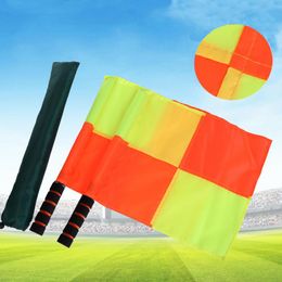 1 Pair Practical Skin-friendly Football Referee Flag Waterproof Comfortable to Grip Rustproof Handle Referee Linesman Flag