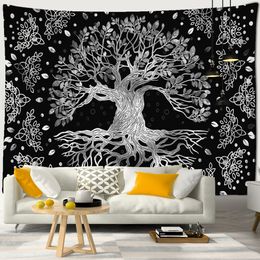 Psychedelic Mysterious Tree of Life Tapestry Wall Hanging Boho Mandala Art Living Room Home Decor Cloth