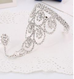 New Fashion White Diamond Hand Chian Jewellery Silver Chain Women Bride Silver Charm Bridal Accessories Wedding Hand Bracelets Weddi3538508