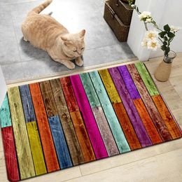 Carpets 1pc Home Bedroom Woold Board Pattern Kitchen Non-slip Floor Mat Absorbent Anti-fouling Bathroom Rug