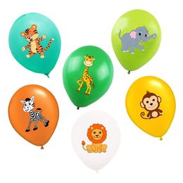 10pcs 12inch Animal Latex Balloons Jungle Safari Party Supplies Birthday Party Decorations for Kids Baby Shower Air Ball Helium