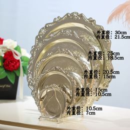 Round Metal Silver/gold Color kitchen Serving dishes cake Tray Cake Wedding party decorative tray Cosmetics storage trays FT006B