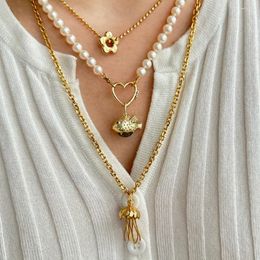 Pendant Necklaces Creative Octopus Mica Pearl Necklace For Women Trendy Gold Colour Metal Clavicle Chain Exquisite Jewellery Gift