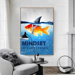 Animal Mentality Is All Motives Shark Fish Canvas Painting Posters and Print Printed Animal Wall Art Pictures For Home Decor
