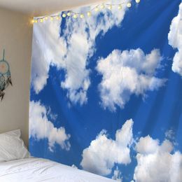 Blue sky and white clouds tapestry wall hanging hippie room background cloth boho home decor beach mat yoga mat sofa bed sheet