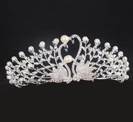 Swan tiara crown with rhinestone wedding crowns tiaras bridal headpieces for wedding headdress accessories performance crowns8045759