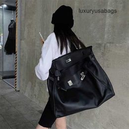 Designer Handbags 50cm Totes Bags Genuine Leather 2023 New Business Trip Luggage Bag Black Silver Platinum Leather Large Capacity Bag Shoulder Bag WN-331F