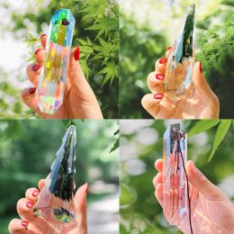 120mm Clear AB Colour Long Water Droplet Pine Christmas Tree Faceted Prism Glass Crystal Chandelier Lamp Parts Sun Catcher Dangle
