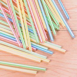 Disposable Cups Straws 100Pcs Bendable Drinking Straw Flexible Assorted Colours Striped For Birthday Wedding Celebration