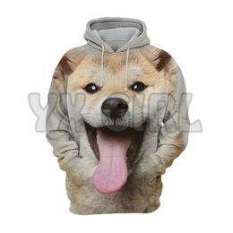 Animals Dogs Shiba Inu Akita Smile 3D Printed Hoodies Unisex Pullovers Funny Dog Hoodie Casual Street Tracksuit