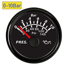 52 mm Boat Car Oil Pressure Gauge 5 Bar / 10 Bar Fuel Pressure Metre fit for Output Signal 10~184 ohm Sensor