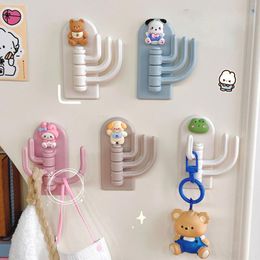 Hooks Creative Cartoon Three Hook Cute Student Dormitory No Punching Marks Adhesive Wall Door Key