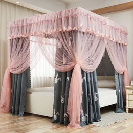 Quadrate Palace Mosquito Net With Frame Romantic Shading Bed Curtain Canopy Nets Three-door Bedcover Curtain Home Textiles Decor