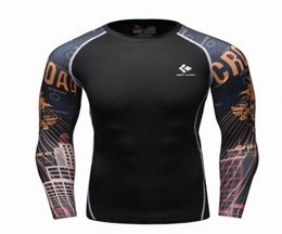 Mens Compression Long sleeve Breathable Quick Dry T Shirts Bodybuilding Weight lifting Base Layer Fitness Tight Tops Tshirt2885159