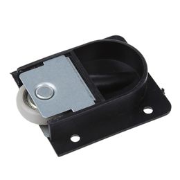 Wardrobe Black Plastic Plate 25mm Dia Wheel Sliding Door Roller