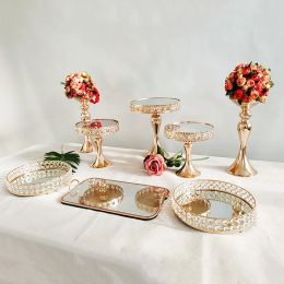 3pcs-14pcs/lo Gold Antique Metal Cake Stand, Round Cupcake Stands, Wedding Birthday Party Dessert Cupcake Pedestal/Display/Plate