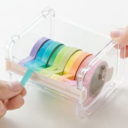 Transparent Tape Dispenser Kawaii Washi Tape Cutter Desk Organiser Korean Stationery Washi Tape Organiser Drawer Office Supplies