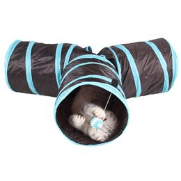 Blue Foldable 3 Holes Pet Cat Tunnel Toys Indoor Outdoor Pet Cats Training Toy Chinchilla Rabbit Funny Cat House Pet Supplies