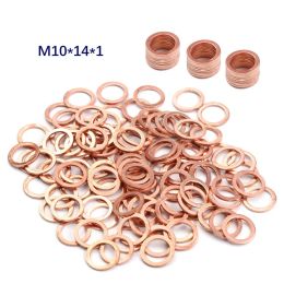 10/20/50Pcs Solid Copper Washer Flat Ring Gasket Sump Plug Oil Seal Fittings 10*14*1MM Washers Fastener Hardware Accessories