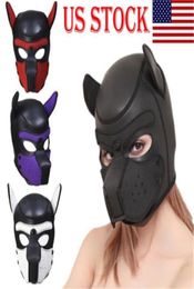 New Soft Padded Rubber Neoprene Puppy Cosplay Role Play Dog Mask Full Head with Ears Y2001033079054