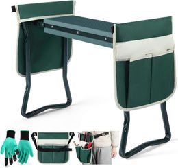 Gardening Bench Supplies, Heavy Duty Kneeler with 2 Ex-Large Pouches, EVA Foam Thick Pad, Detachable Belt--Gardening Gift for Women Men Gardener Lovers