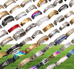 Fashion 100pcsLots Assorted Mens Stainless steel Rings Jewellery Party Gift Wedding Rings For Women Mix Style5877594