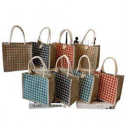 weaving Patterns Gift Tote Bag Casual Linen Hand-Carrying Underarm bag Travel Handbag Women o18a#